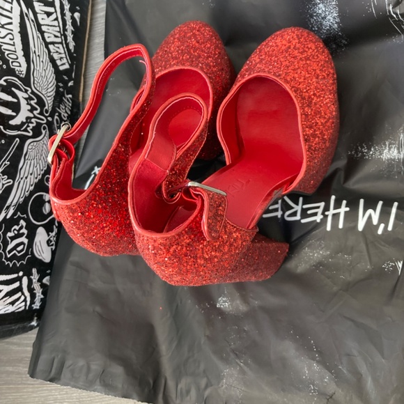 Dolls Kill Ruby Shine By Night Glitter Heels (Dorothy Shoes) - Picture 3 of 3